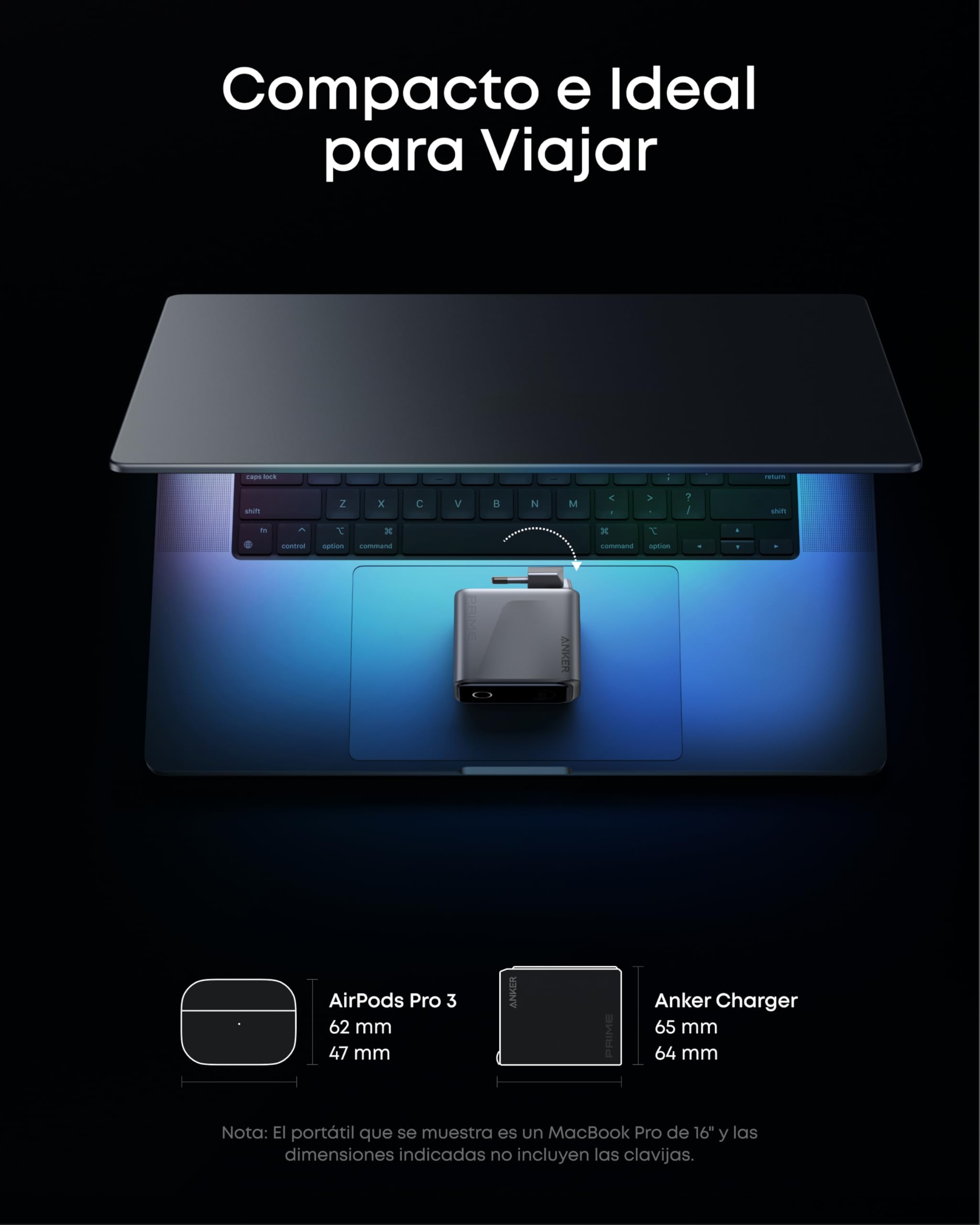 Anker Prime Cargador USB C Carga Rapida GAN de 160 W y 3 Puertos, Pantalla Inteligente, táctil, Carga ultrarrápida de 140 W en Cualquier Puerto para portátiles, MacBook, iPad, iPhone 17/16/15 y más.