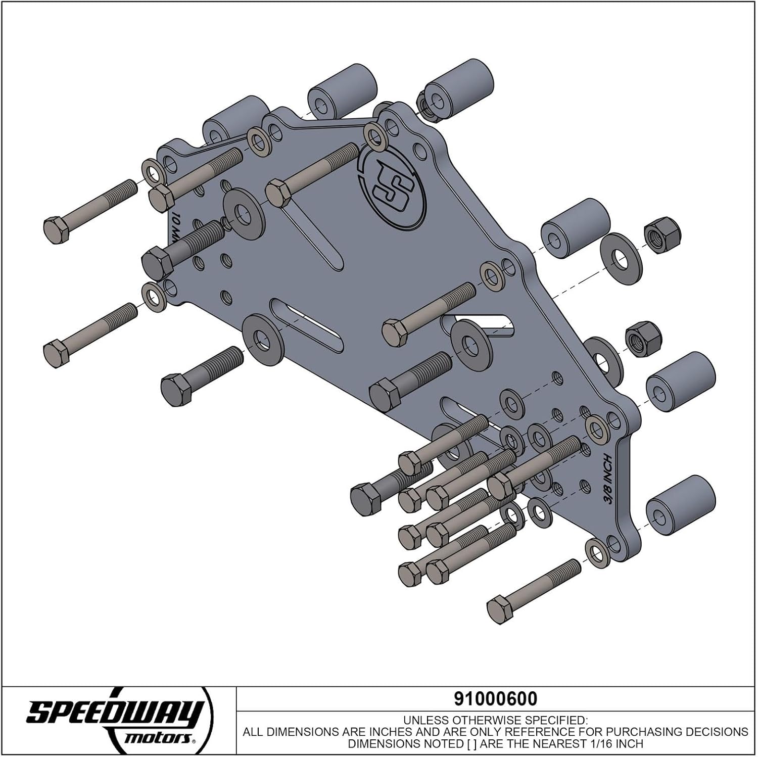 Heavy-Duty Billet Aluminum Engine Stand Adapter Plate for Chevy LS, SBC, BBC Engines - 1/2-inch Thickness, Bellhousing Fitment, Includes Fasteners & 1-1/2-inch Spacers, CNC Machined