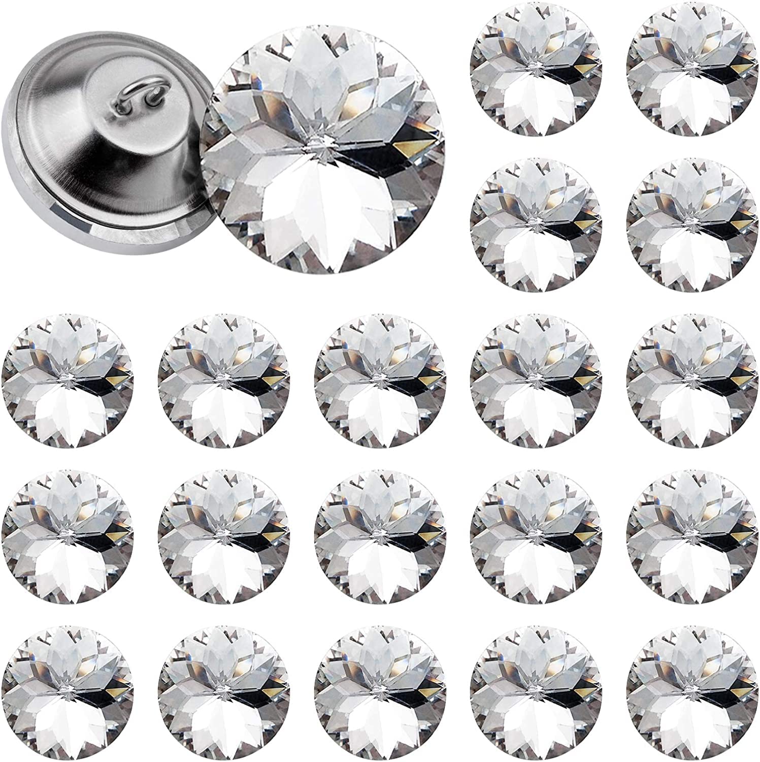 Niewidoczne zatrzaski guziki do szycia, kryształowy guzik, 50 szt. 25 mm jasne diamentowe guziki świecące guziki okrągłe ozdobne guziki Bling Snap Design Kryształowe guziki do szycia (Redbud)