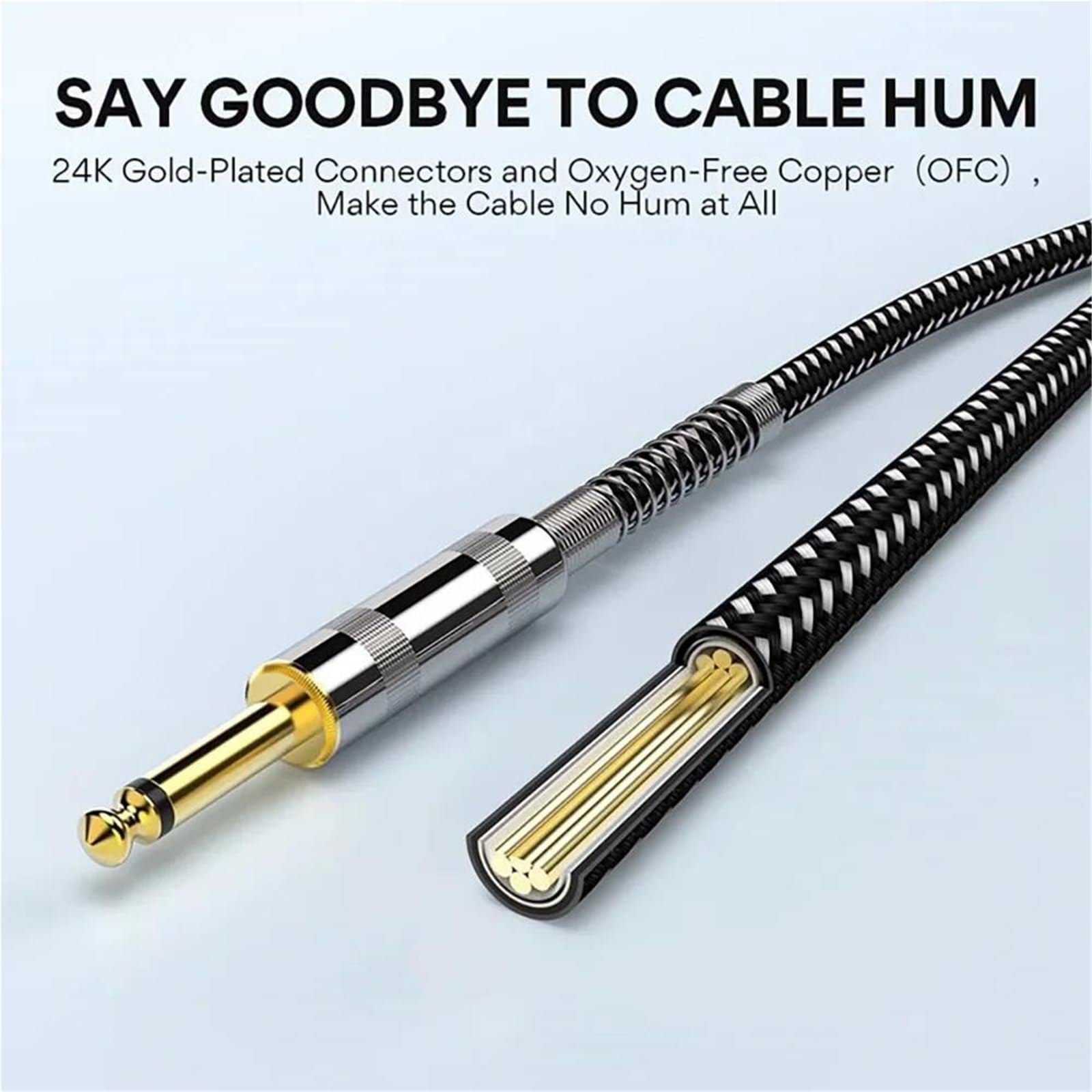 Początkujący Kabel Do Gitary Kable 6,35 Mm 1/4 Cala Elektryczna Gitara Basowa Pozłacana Ekranowana Niski Poziom Hałasu