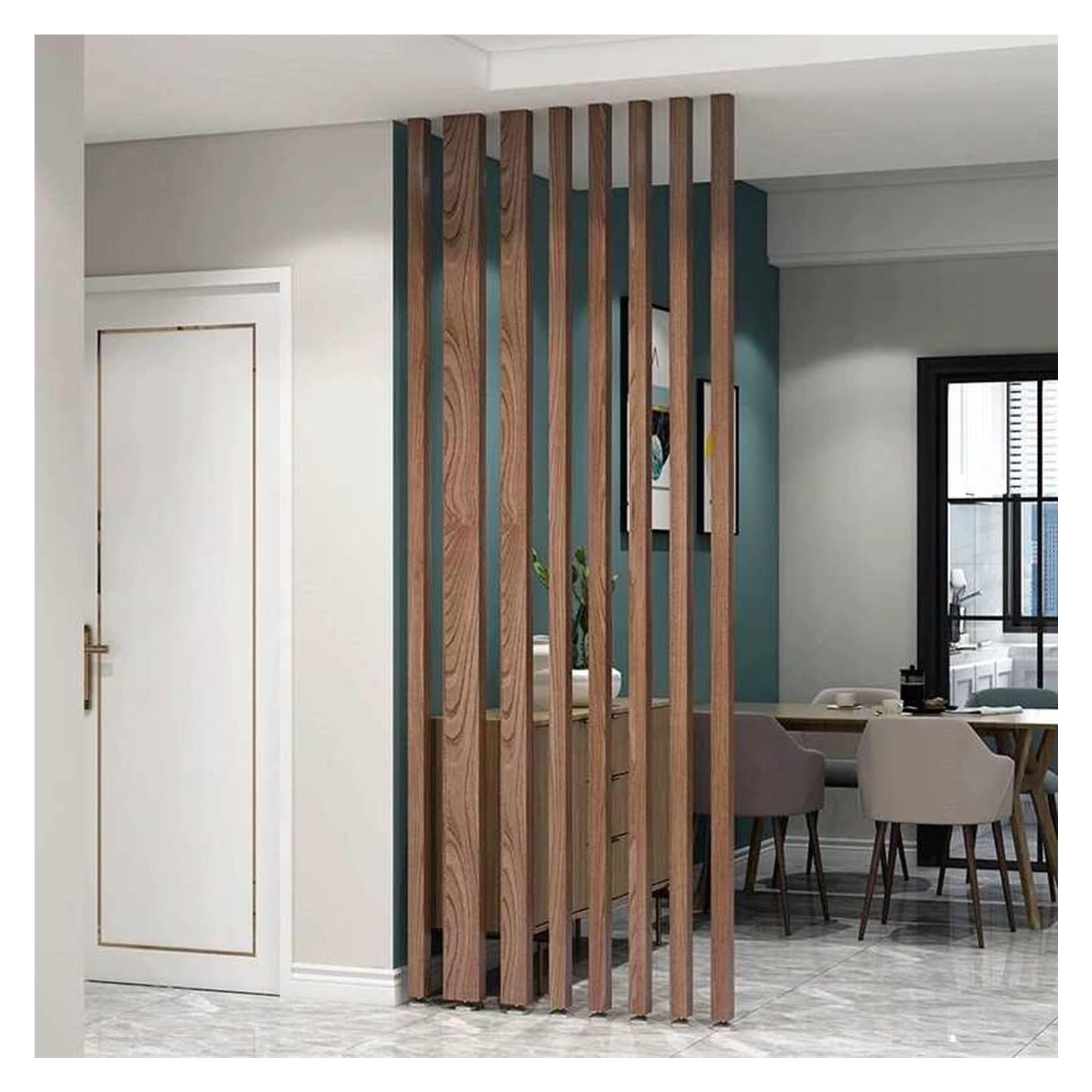 Floor to Ceiling Column Grille,Aluminum Slats Wall Post Partitions,Column Partition Screen,for Hallway Front Door Entrance Shelter Pillar(Brown,4 Pieces 140cm/55.1in)