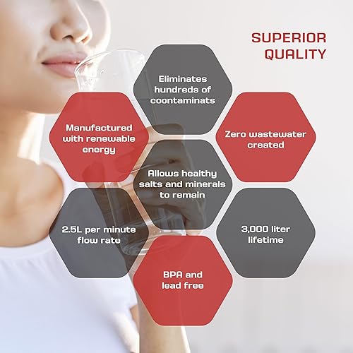 Miniatura 4 de Filtro de agua de acero inoxidable para fregadero, purificador de agua de flujo rápido para PFAS y eliminación efectiva de contaminantes, gran