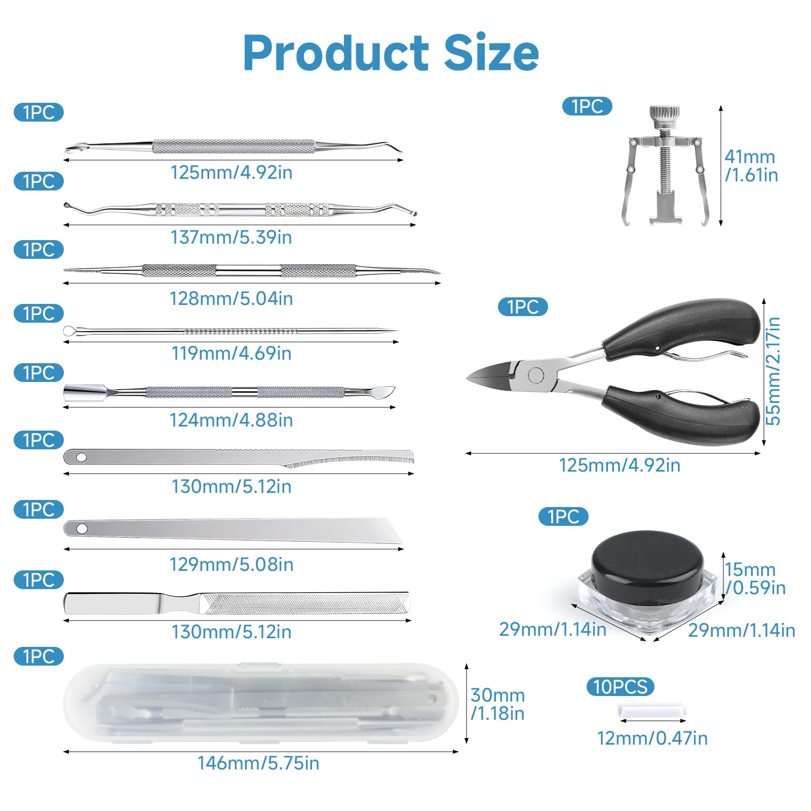 Ongle Incarné Kit, 22Pcs Pedicure Professionnel pour Pied Kit de Correction D'ongles Incarnés Coupe Ongle Pied Kit de Soin des Pieds en Acier Inoxydable Kit Pedicure pour Usage Domestique