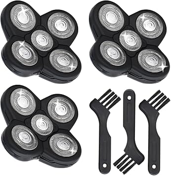 Pinkind Replacement Shaver Heads Compatible with Freebird Shaver, 5 Blades Refills for Bald Men, Electric Razor Replacement Heads for Freedom Grooming with 3 Cleaning Brush