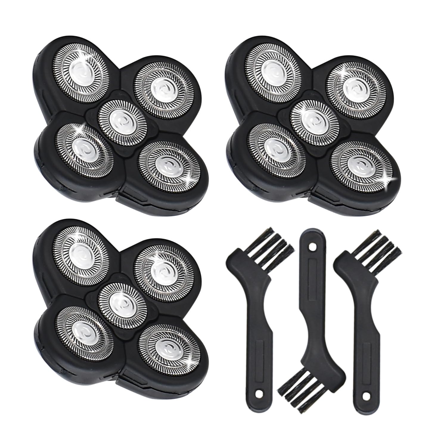 Pinkind Replacement Shaver Heads Compatible with Freebird Shaver, 5 Blades Refills for Bald Men, Electric Razor Replacement Heads for Freedom Grooming