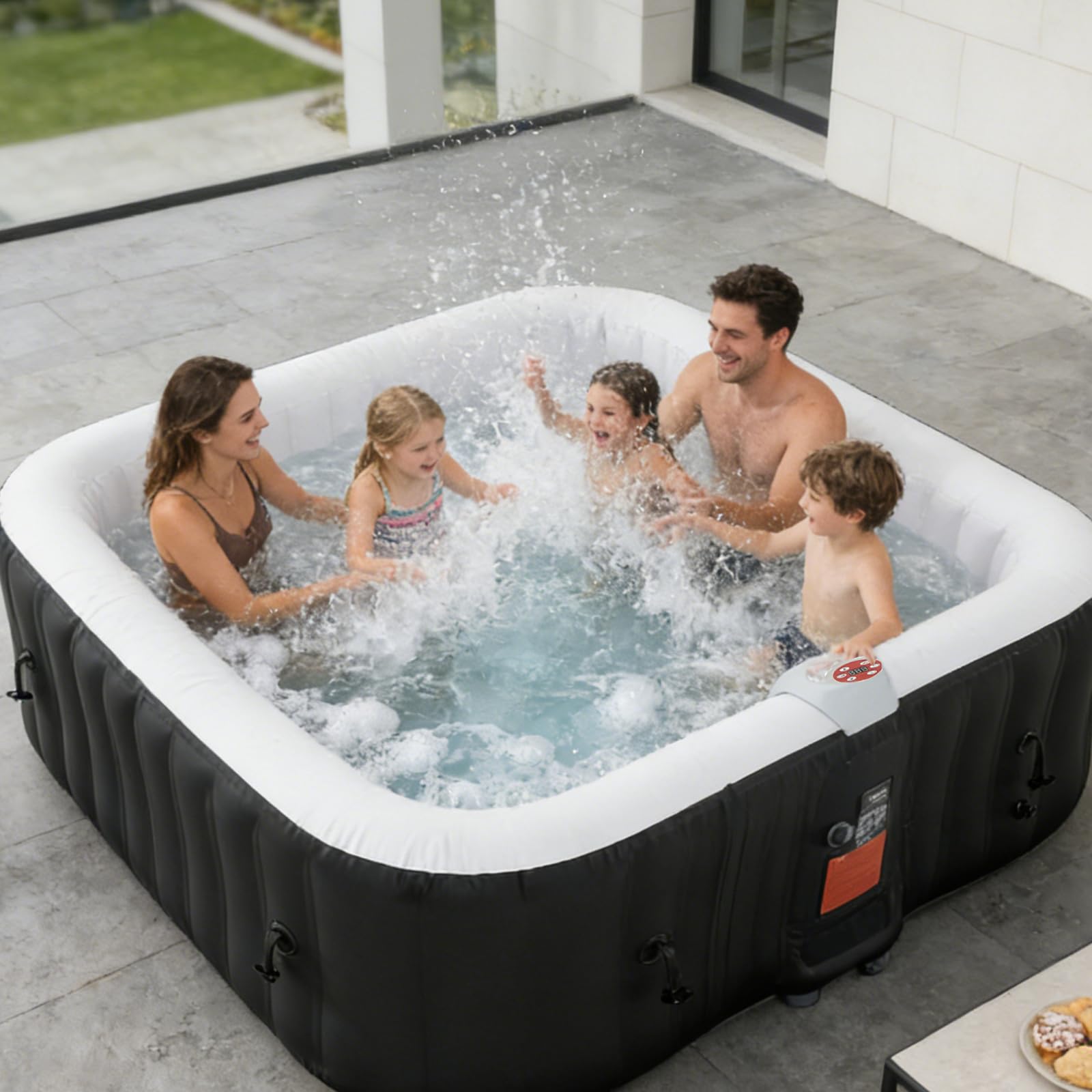 Vasca idromassaggio gonfiabile con riscaldatore da 1800 W, sistema di massaggio a 130 getti d'aria, 60% in più di efficienza energetica, spa portatile per piccoli bagni e giardino, include copertura