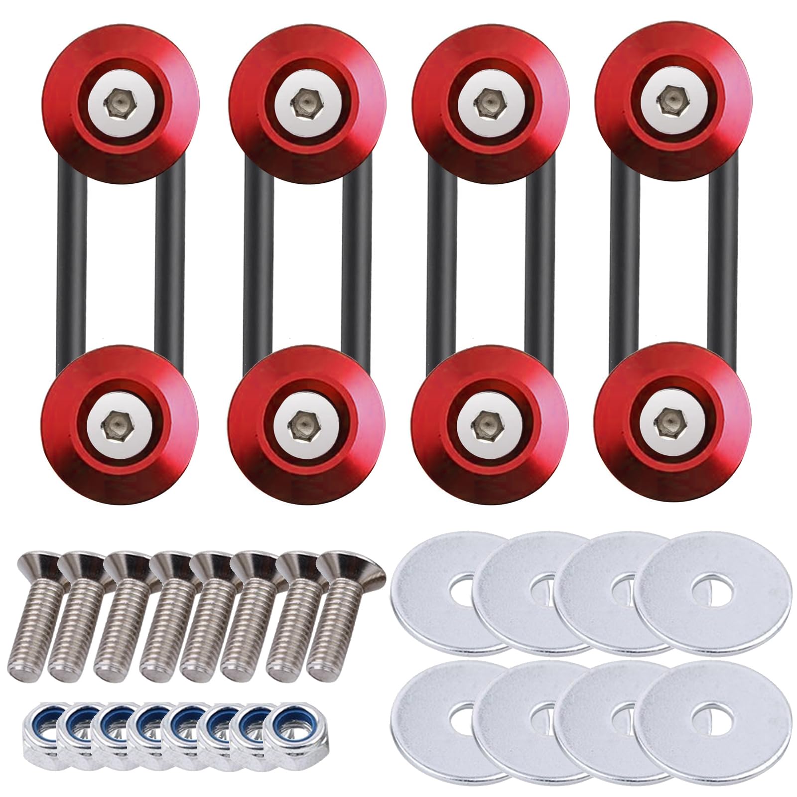Tongze Bumper Quick Release Kit, 4 Sets Quick Release Bumper Clips Fasteners Band, Front Bumper & Rear Bumper Fender Repair Kit (Red)