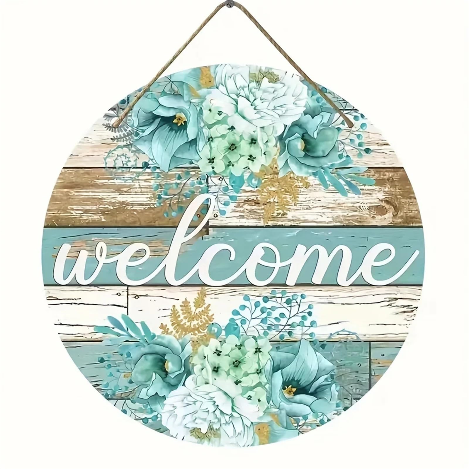 Wooden Welcome Sign Welcome Spring Wall Art: Rustic Wooden Sign With Floral Design - Perfect For Home Decor, Farmhouse Style for home(30X30CM)