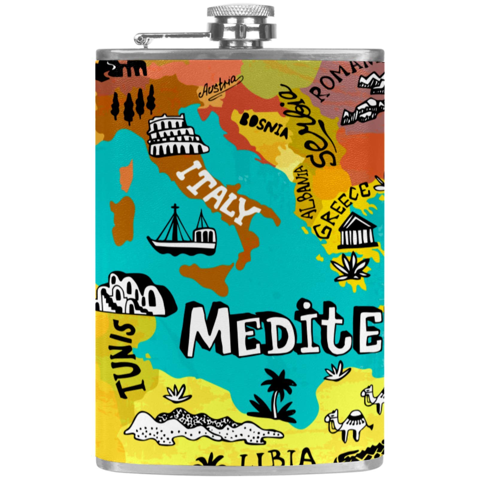 Flasque à whisky cadeau en cuir avec entonnoir carte de poche