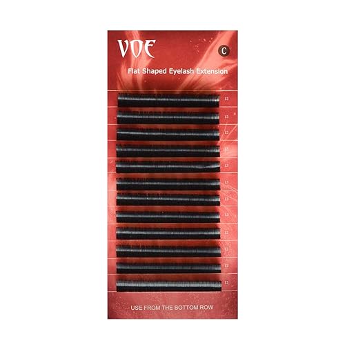 VOE Extensiones de pestañas de seda de elipse planas semipermanentes (0.20 C rizo 0.512 in)