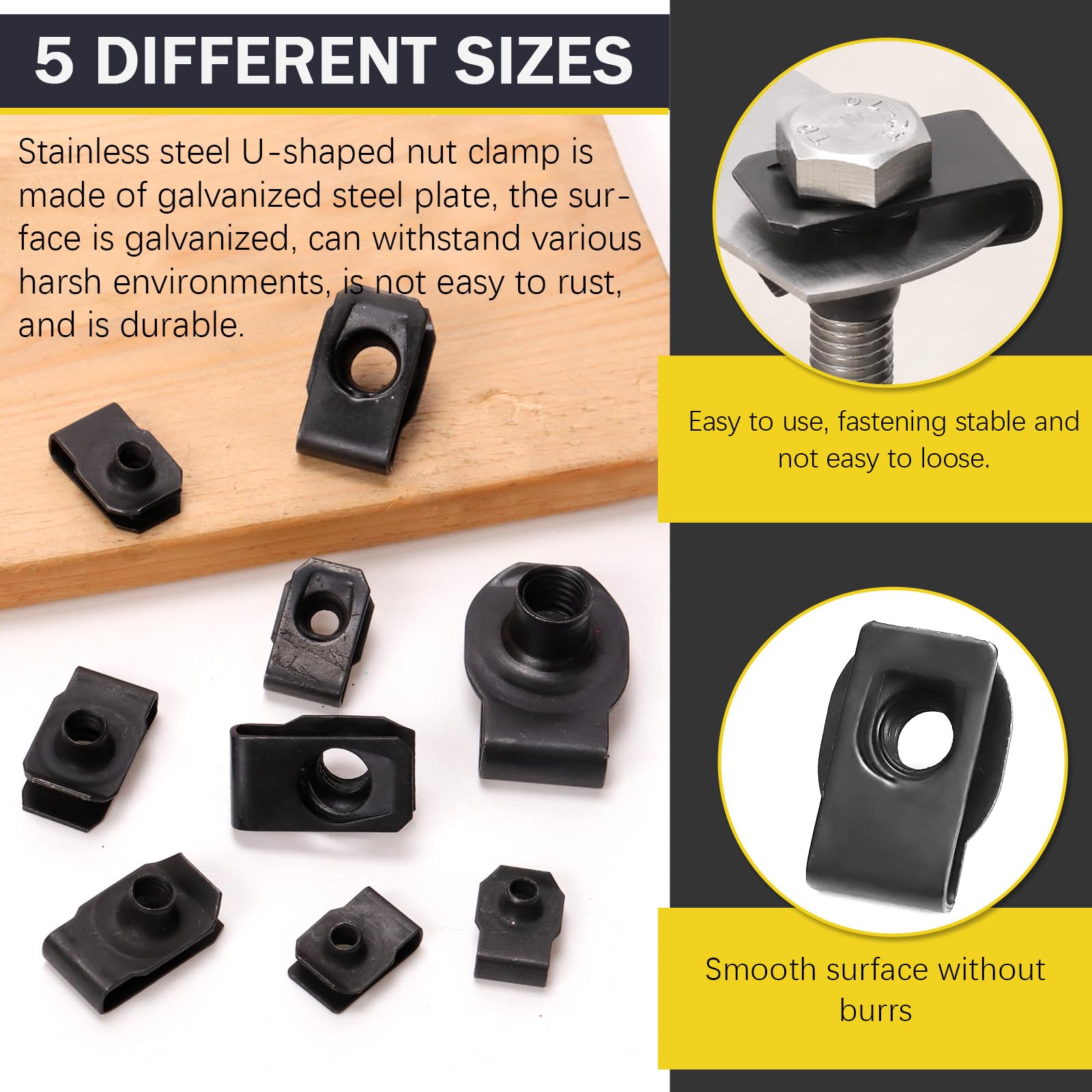 U-Clip Nuts for Cars - 50 Pack M4-M10 -4 U-Clip Nuts for Cars - 50 Pack M4-M10 -4