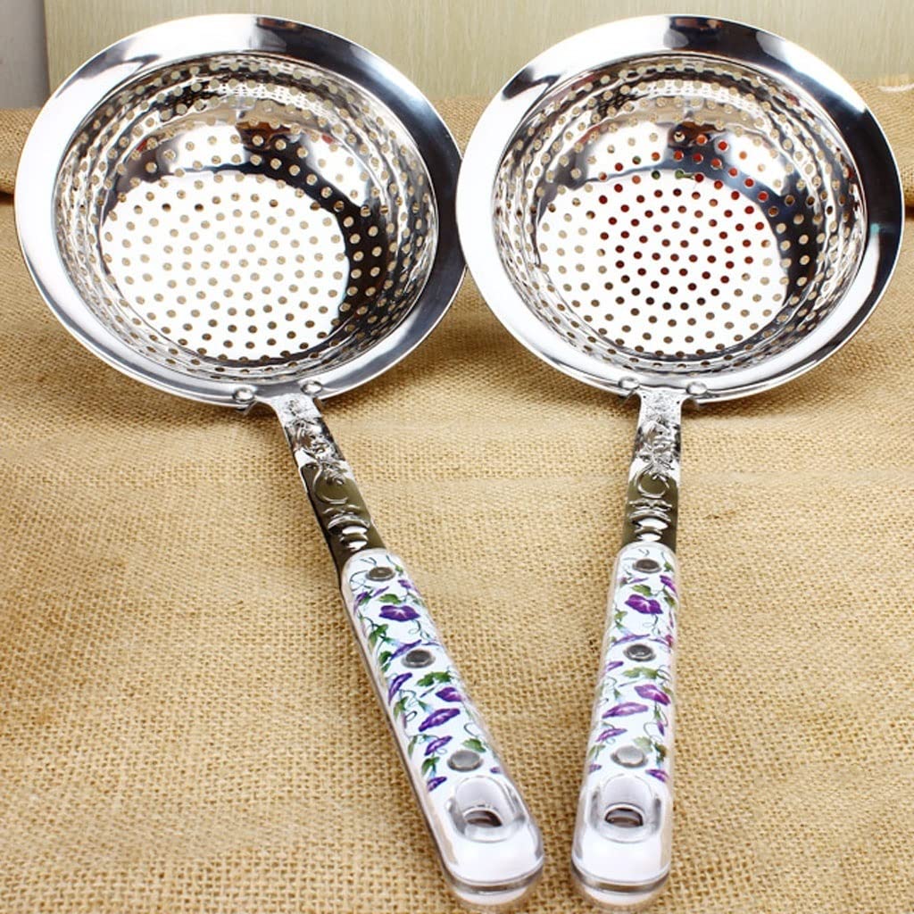 Colador De Malla Fina De Acero Inoxidable, Espumadera De Cocina con Mango De Flor, Colador para Pasta, Olla Caliente, Herramienta De Cocina, Embudo,A