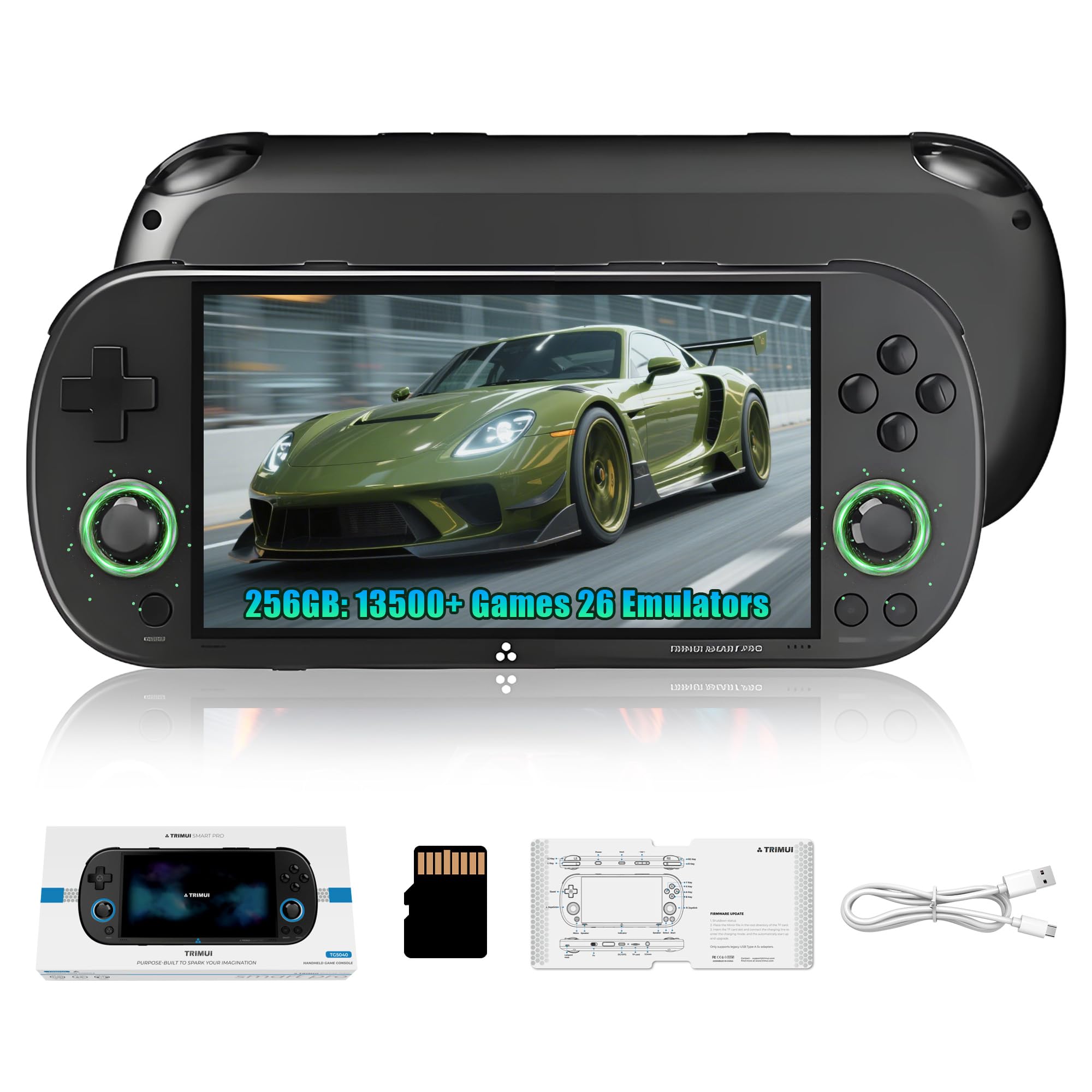 Trimui Smart Pro Retro Video Gaming Console 256GB, Portable Handheld Game Console with Built in 13500+ Retro Games 26 Emulators, Linux Game System, 4.96 Inch IPS Screen, 3D RGB Light Joystick (Black)