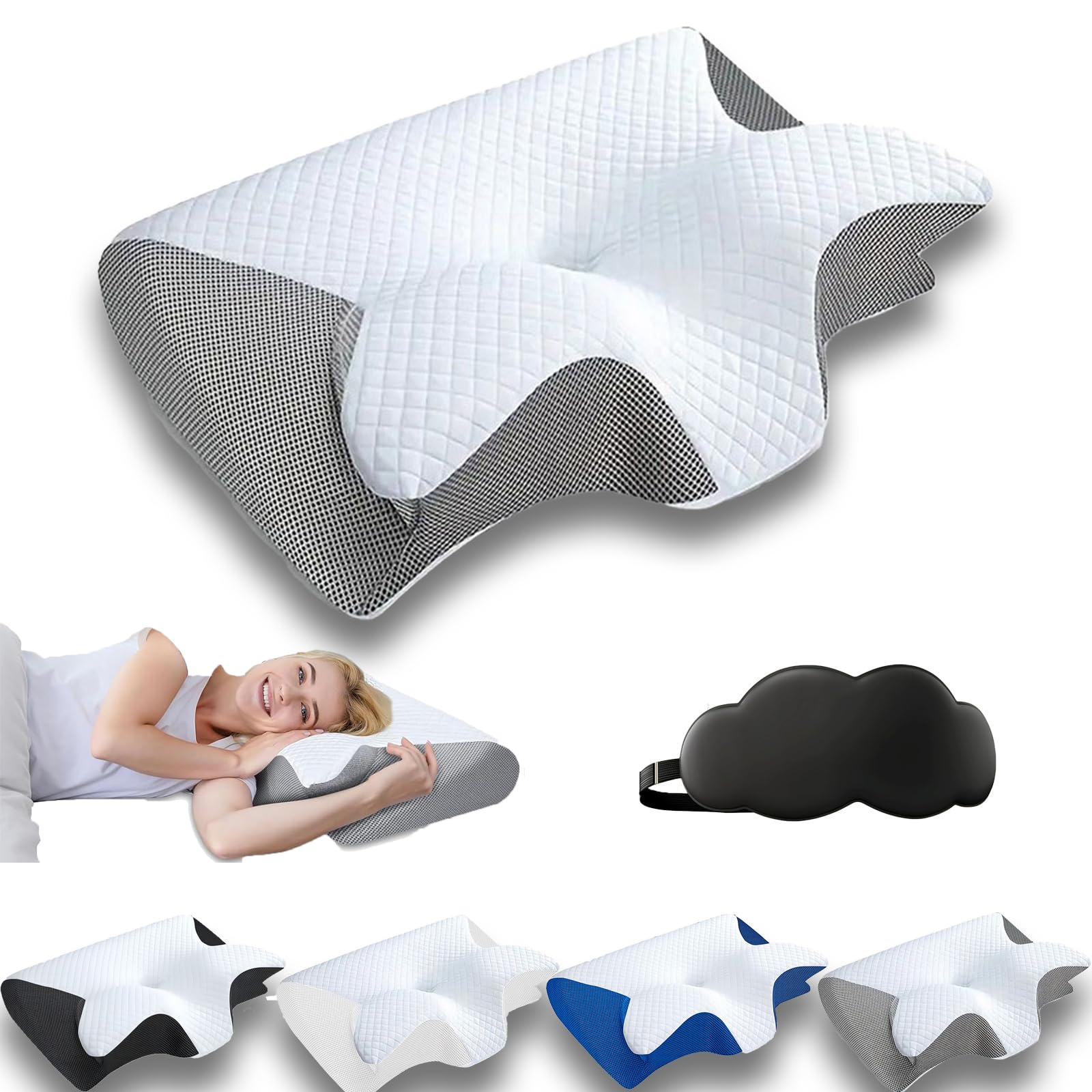 Das Original Dreamsleepz Kissen, 2-in-1 Ergonomisches Kopfkissen, Nackenkissen Kopfkissen für Lindert Nacken und Schulterschmerzen, Orthopädisches Kissen für Seiten, Rücken und Bauchschläfer (Grau)
