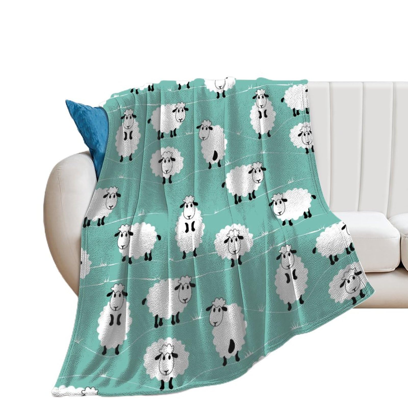Couverture polaire mouton blanc grand plaid de lit chaud pour salon 150x200