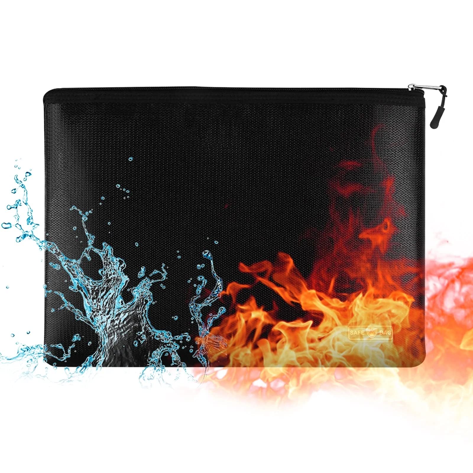 Eqnsmdtgz Noir Fireproof Document Box Fireproof Waterproof File Folder Safe Storage Pouch With Zipper Closure For Passports, Legal Files And Valuables