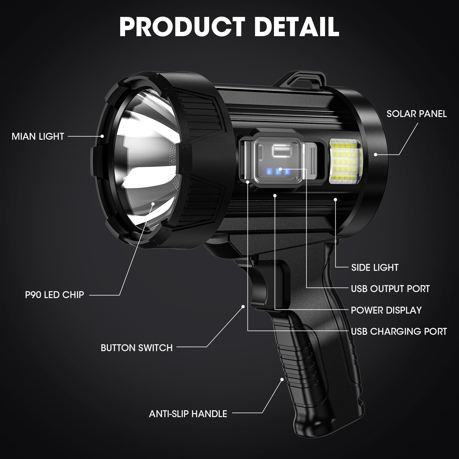 Kmivo Foco recargable: linterna LED superbrillante con luz COB