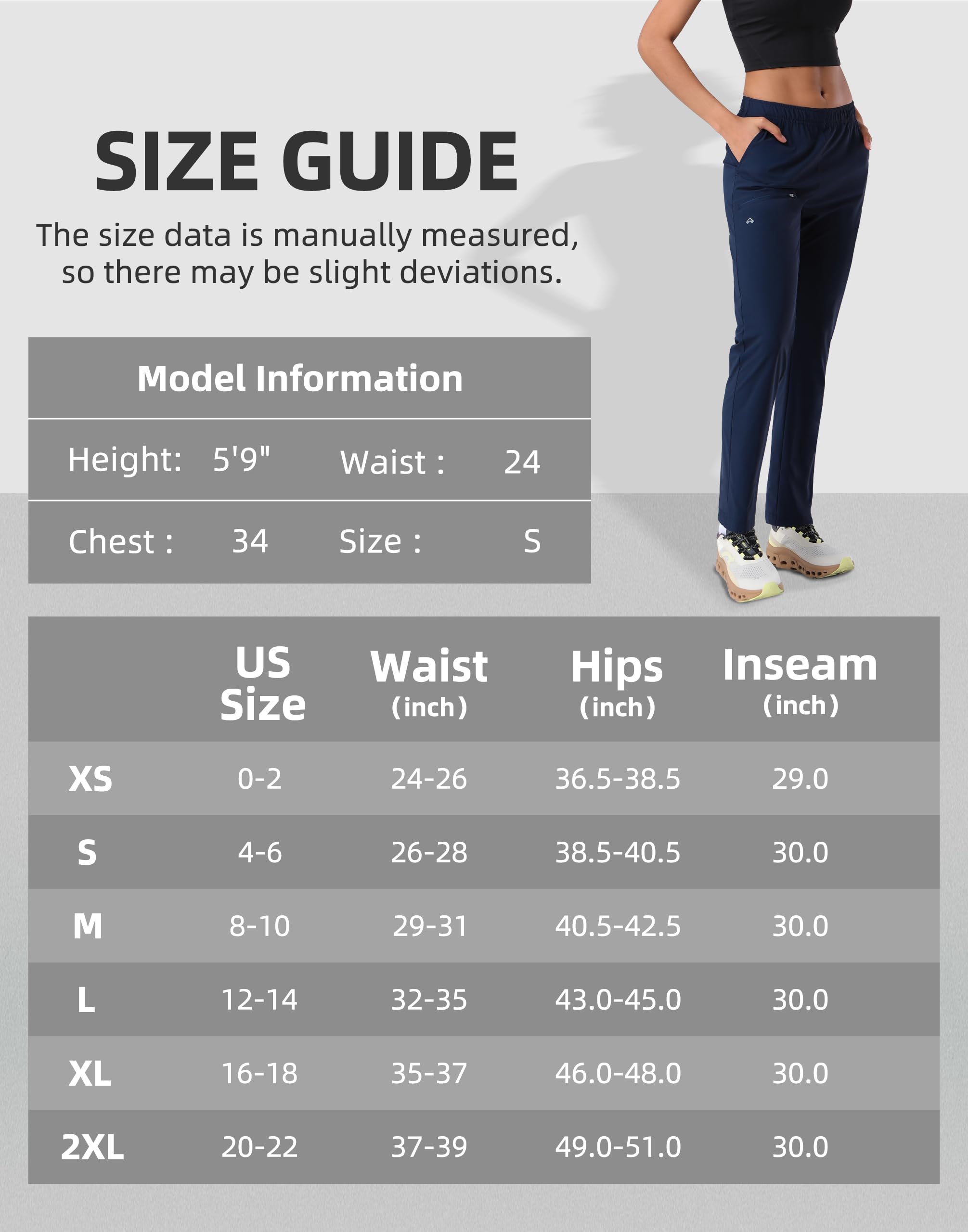 Pioneer Camp Pantalon de randonnée pour femme UPF 50+ taille élastique avec cordon de serrage ultra extensible et léger pour l'extérieur