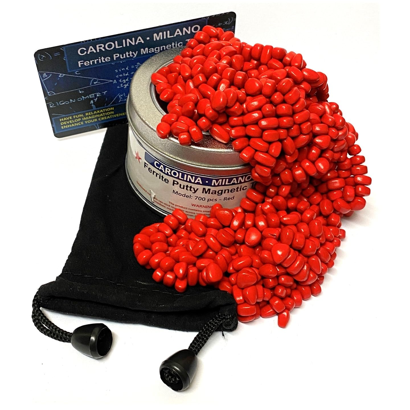 700 PCS RED Crags Ferrite Putty for Adults Ferrite Stones, Satisfying Fun Fidget Office Desk Toy, RED Color Beads with Separator Card, Storage Bag & a tin Box, 350gr