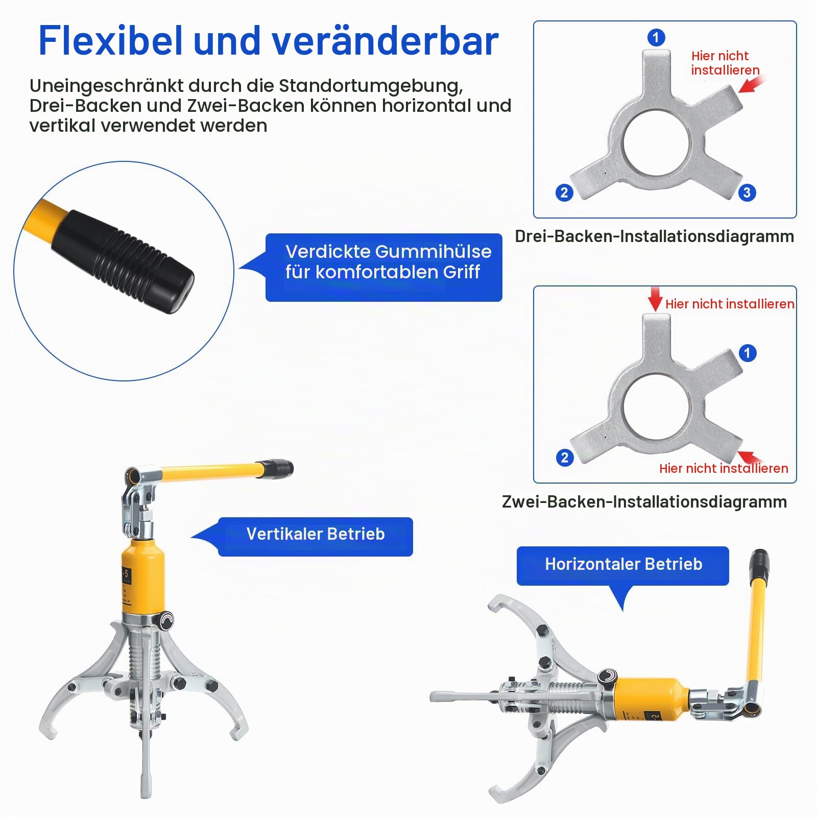 Hydraulik Abzieher Hydraulisch 5T, Hydraulischer Lagerabzieher | Hydraulischer Zahnrad Abzieher, Radnabenabzieher Hydraulik, Hydraulischer Abzieher Lager Integral 3 Backen Abzieher