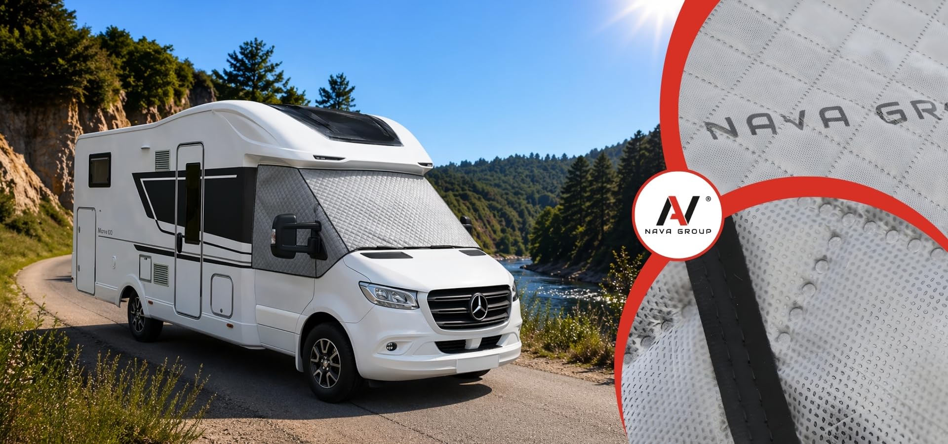 Thermomatte Außenisoliermatte für Mercedes Sprinter W907/W910 ab Baujahr 2018 Wohnmobil, Front- und Seitenscheibenabdeckung Fahrerhaus, Thermoschutz Sonnenschutz Winter Schnee EIS Abdeckung, 5-lagige