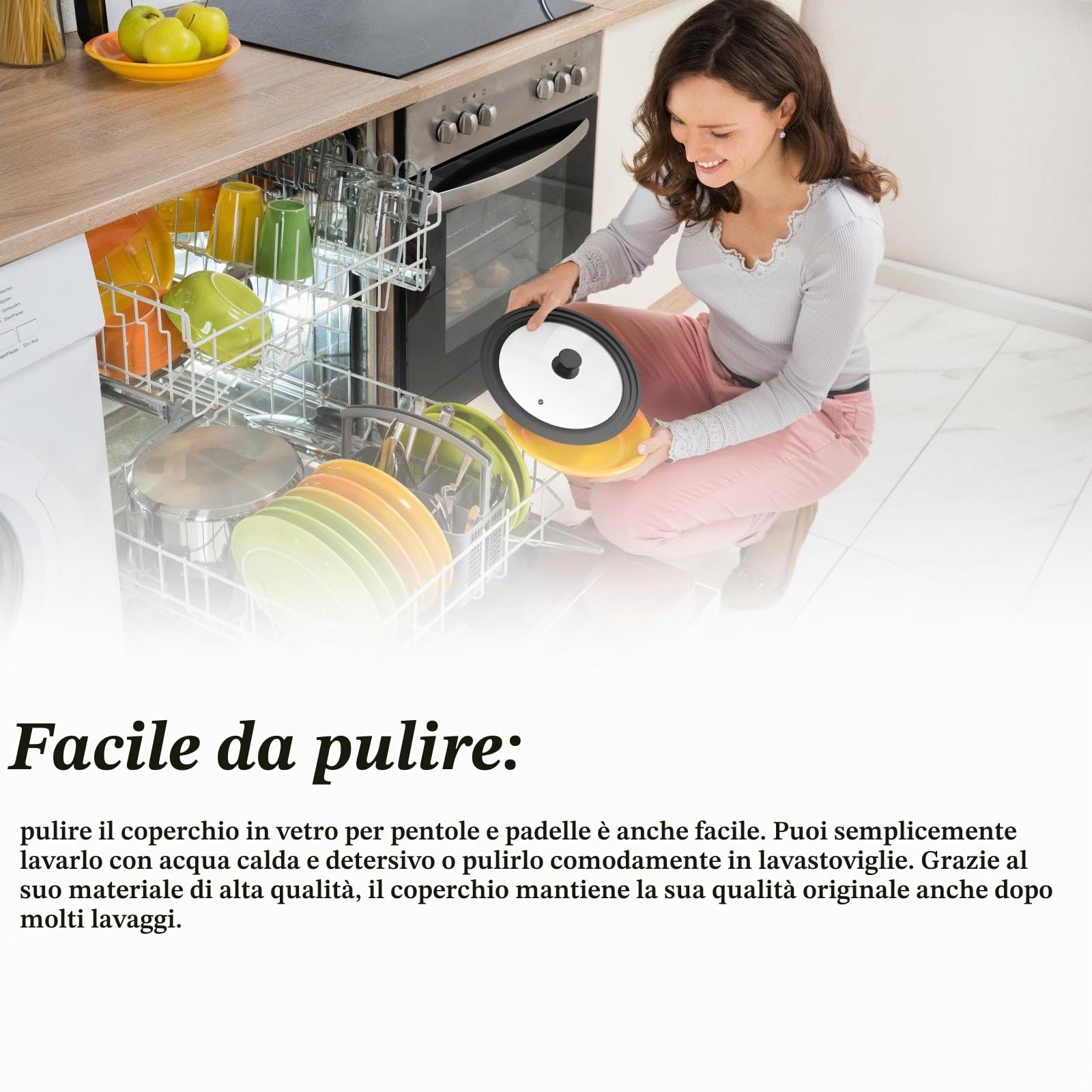 Sunoya Coperchio Universale, Coperchio Pentola, Coperchi Universali Coperchio In Vetro Paraspruzzi, Diametro 16/18/20 Cm E Ø 24/26/28 Cm, Con Bordo In Silicone, Per Pentole E Padelle(Nero)