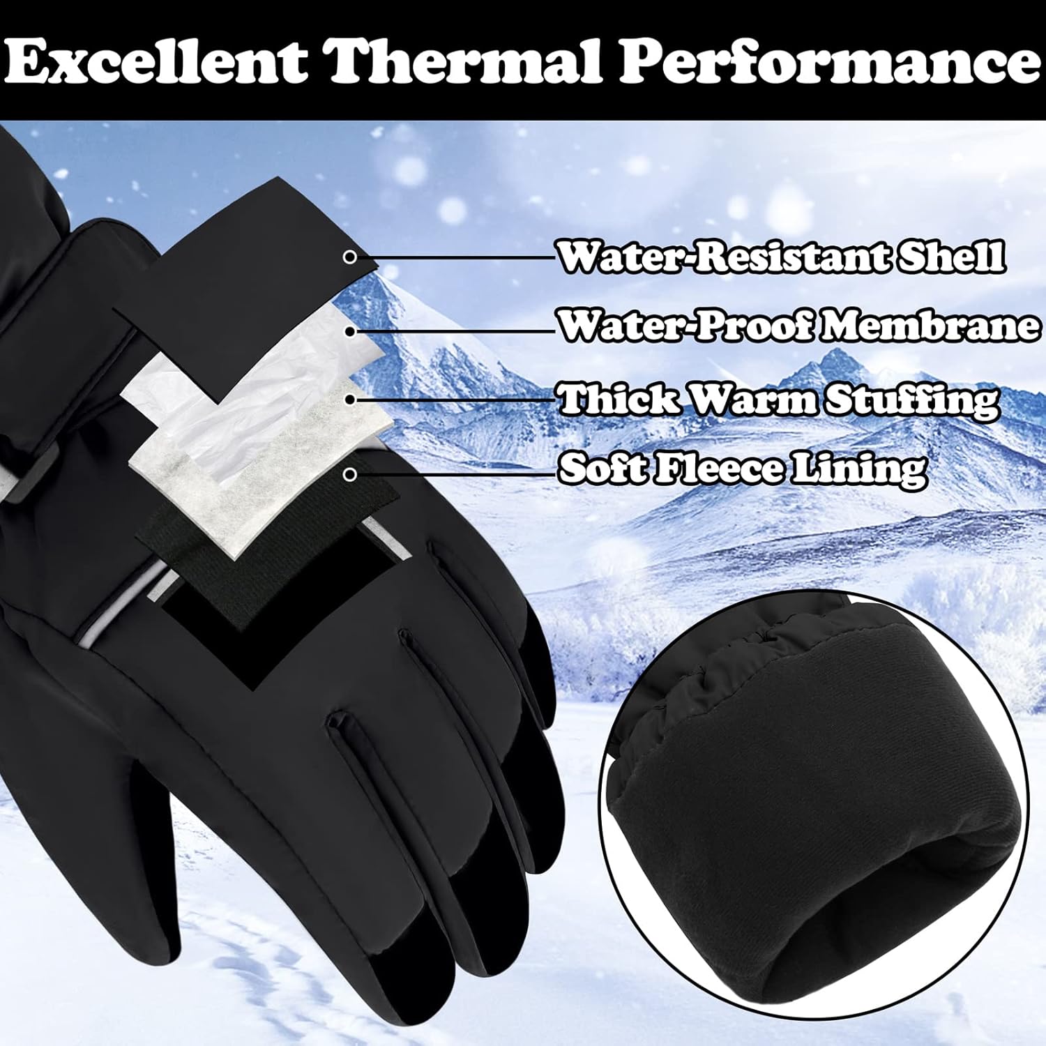 Sarfel Kids Snow Gloves Toddler Waterproof Gloves for Boys Girls Winter Mittens Kids Glove Winter Waterproof Boys Mittens - Image 3