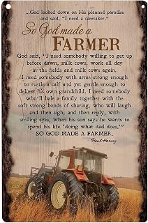 Wood Sign God Made a Farmer Full Verse Tractor Scene Rustic Wood Bark Edge Sign Wall Art 12x8inch