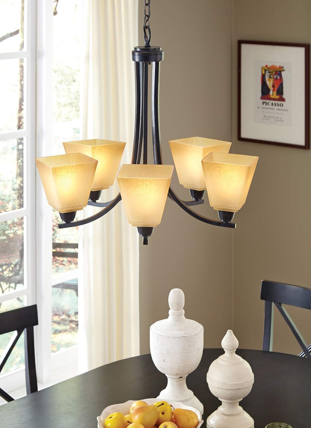 Seagull 3113009-962 Nine Light Chandelier, Pwt, Nckl, B/S, Slvr