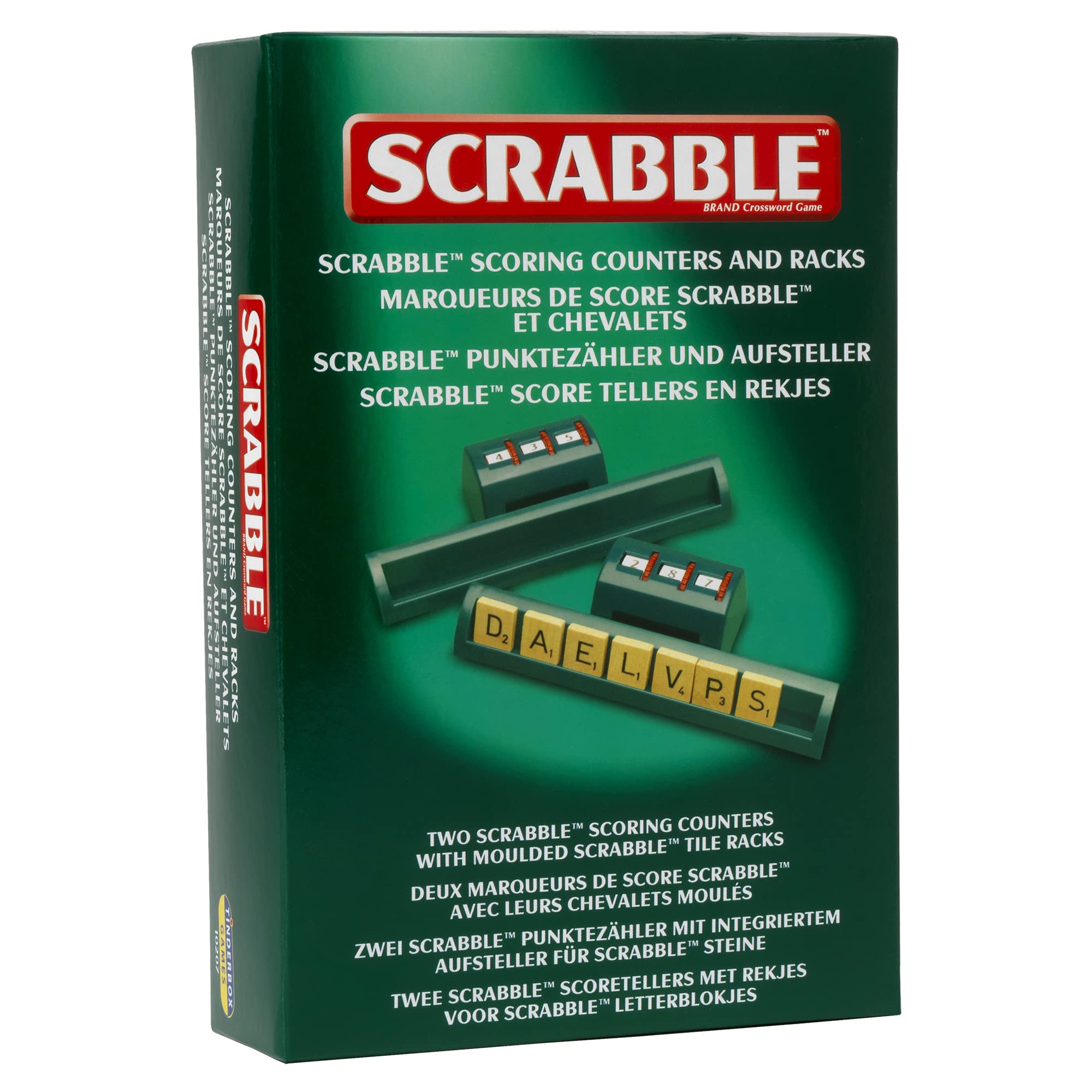 IdealScrabble: Pack of 2 Classic Scoring Counters and Moulded Tile Racks | Classic Games | Word Games | For 2-4 Players | Ages 10+