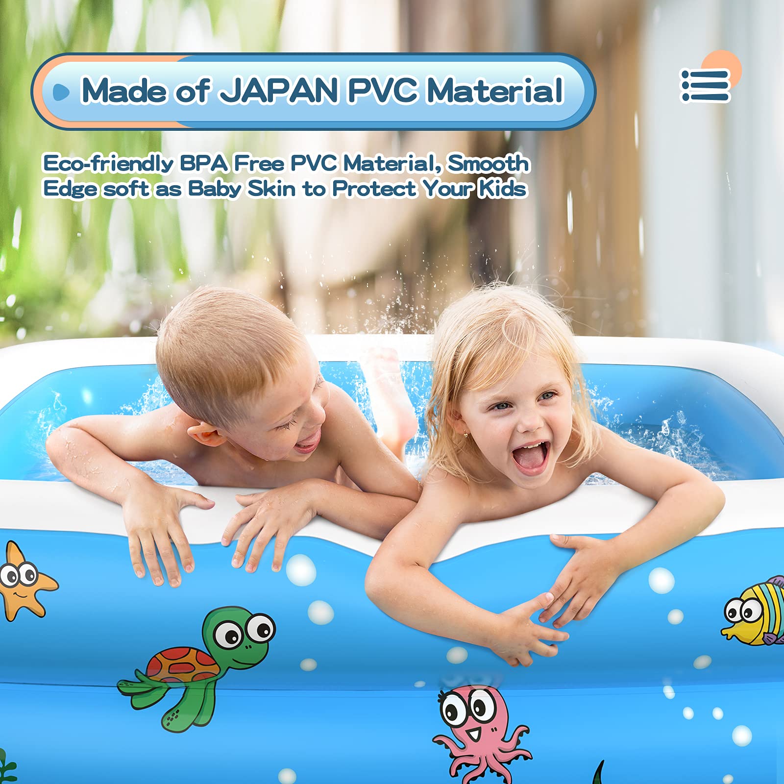 Piscina Inflable Para Niños Y Bebés – Colchón De Agua De PVC De 110x88x33 Cm, Ideal Para Jardín, Playa Y Bañera, Diversión Asegurada En Verano