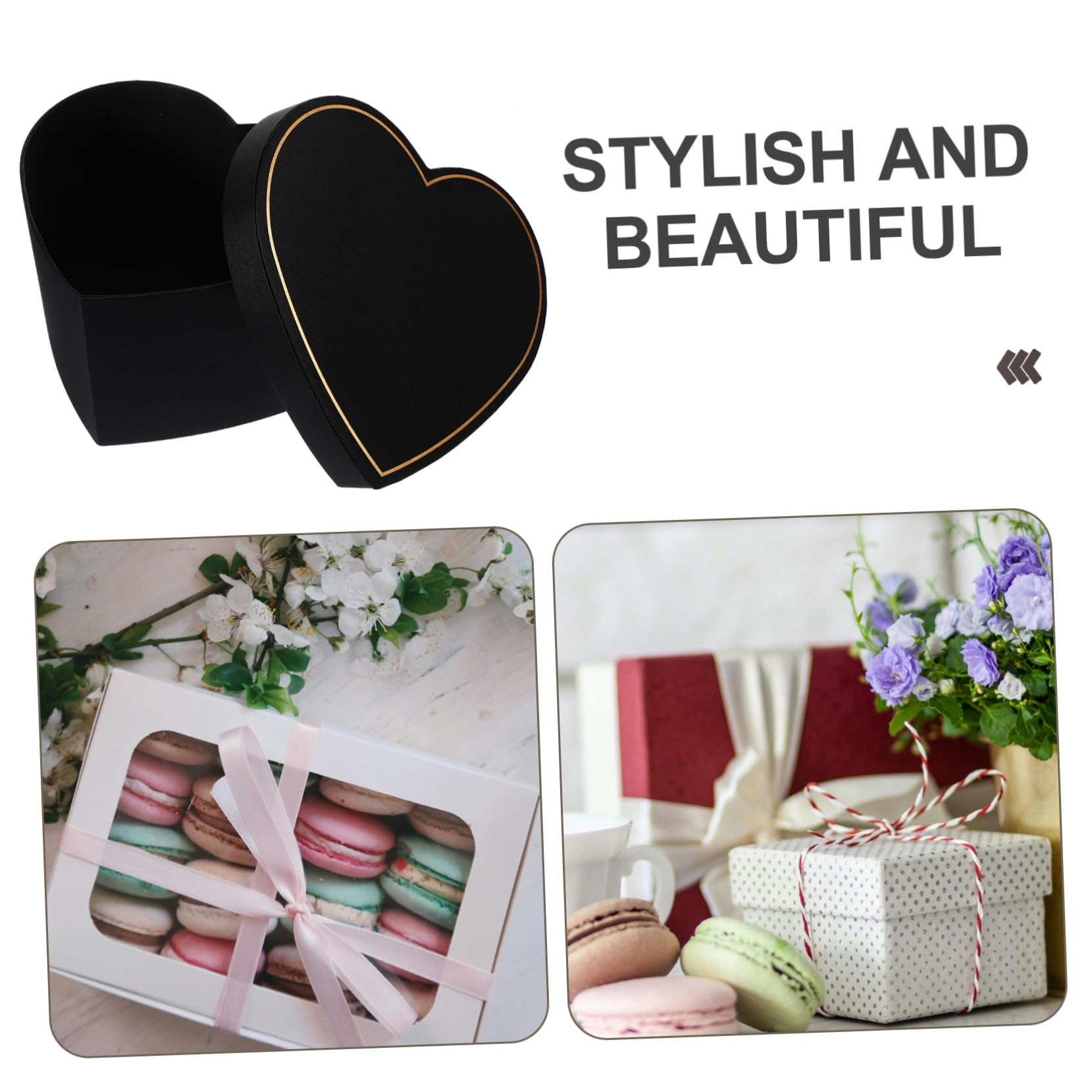 DIYEAH Herzförmige Aufbewahrungsbox Mit Deckel Schwarze Geschenkbox Für Blumenarrangements Elegante Verpackungsschachtel Für Süßigkeiten Schmuck Kosmetik | Herzförmige Schachtel für Blumen, Geschenk Verpackungsbox, Abschlussatmosphäre