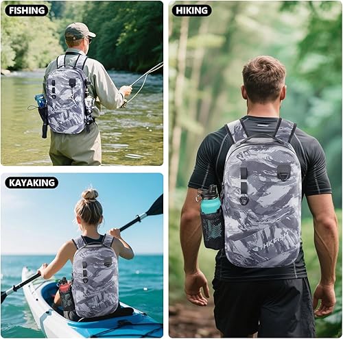 Miniatura 7 de THKFISH Mochila de pesca impermeable IPX8 con soporte para caña, bolsa de pesca ligera, moverse libremente, regalos de peces para hombres