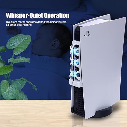 Miniatura 6 de Ventilador de refrigeración mejorado para PS5 con luz LED y puerto USB, ventilador silencioso para accesorios de PS5 - Adecuado para Sony PS5