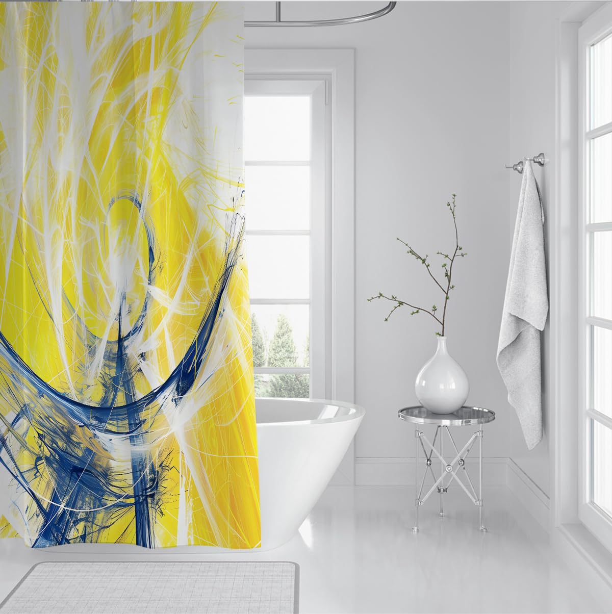 Rideau de Douche Lignes futuristes contemporaines W220xL180 cm
