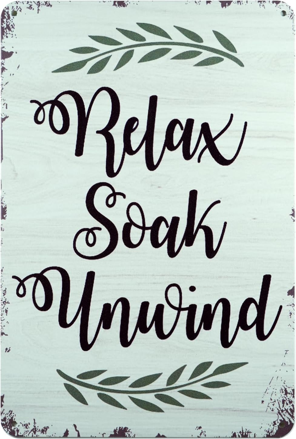 peiyeety Vintage Metal Tin Sign Relax Soak Unwind Metal Wall Art Prints Plaque for Home, Living Room, Bedroom, Office, Hotel, Cafe Pub Retro Sign 8x12inch