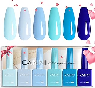 CANNI Kit de Esmalte de Uñas de Gel 6 Colores Azul UV Gel Nail Polish Esmalte Uñas Semipermanentes Pintauñas Semipermanentes Set