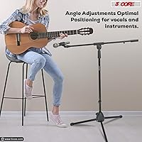 Vista 6 de 5 Core Soporte para Micrófono de Trípode Ajustable de Piso 45.72 a 182.88 Centímetros Soporte de Brazo de Boom Robusto para Micrófonos Pedestal