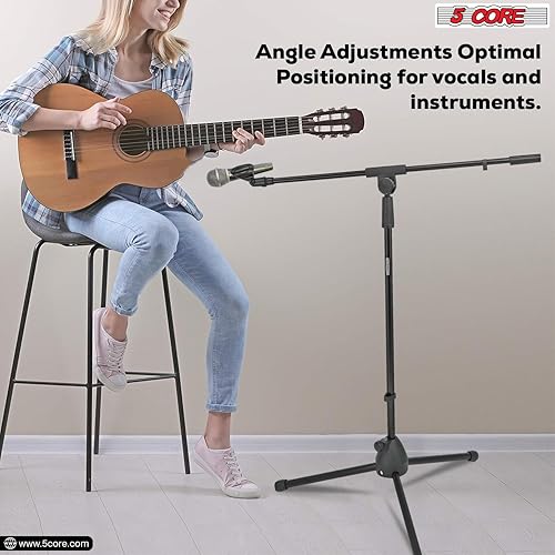 Miniatura 6 de 5 Core Soporte para Micrófono de Trípode Ajustable de Piso 45.72 a 182.88 Centímetros Soporte de Brazo de Boom Robusto para Micrófonos Pedestal para