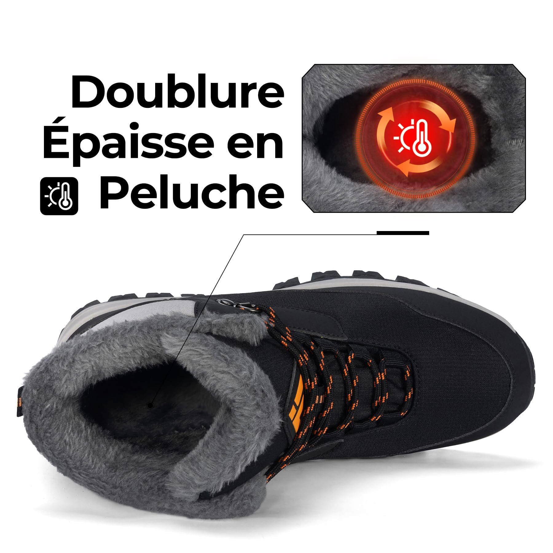 Mishansha Bottes de Randonnée Femme Hiver Fourrées 36-42 EU | Chaussures, Chaudes, Antidérapante, Trekking, Outdoor, Promener son Chien