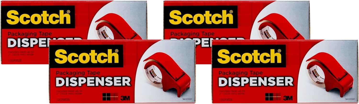 Scotch Hand Dispenser DP300-RD (Pack of 4) for packaging tape