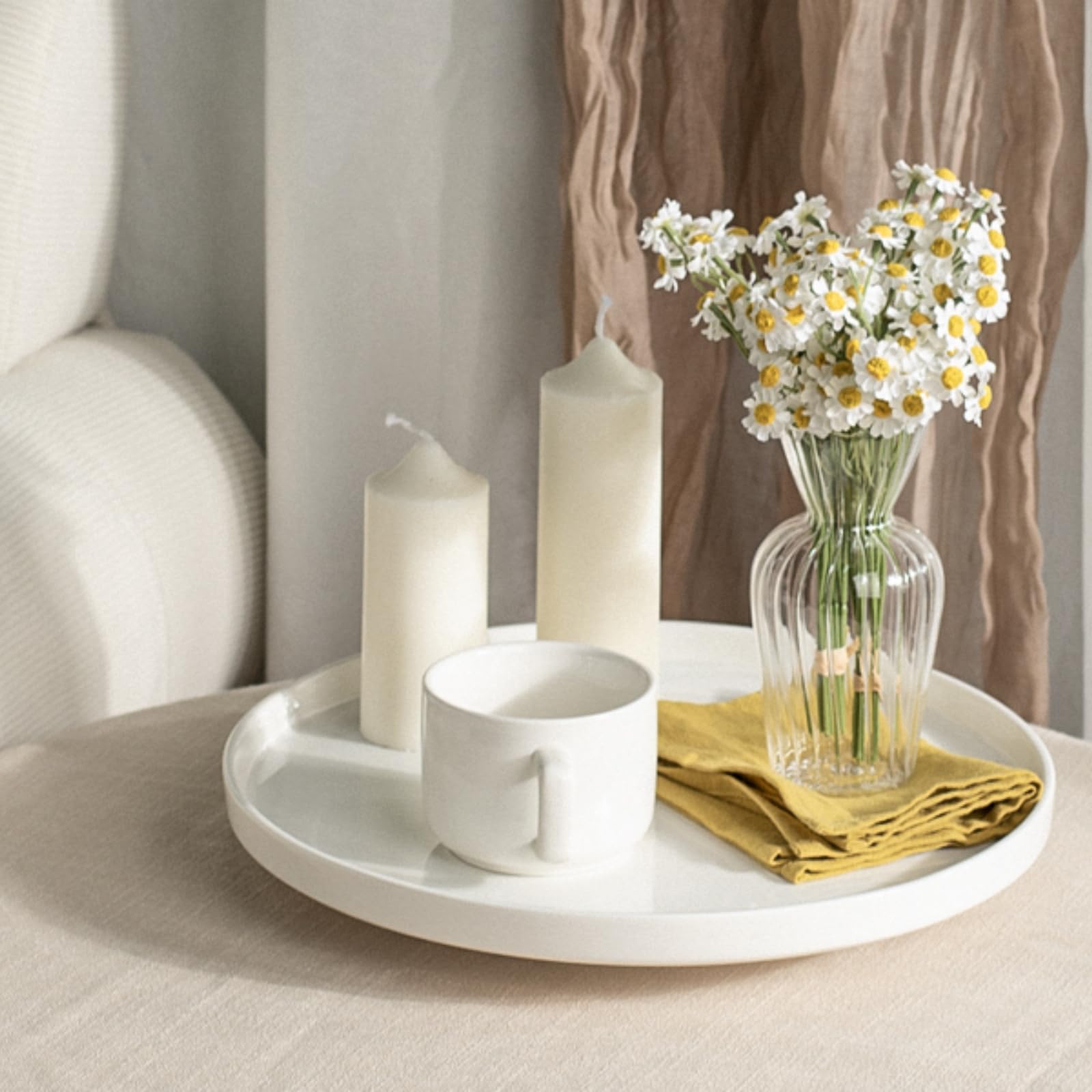 Soporte giratorio de cerámica para tartas, paquete de 2 unidades de 12.8 pulgadas, blanco, redondo, tocadiscos para decorar, soporte para cupcakes, postres, fiestas, bodas