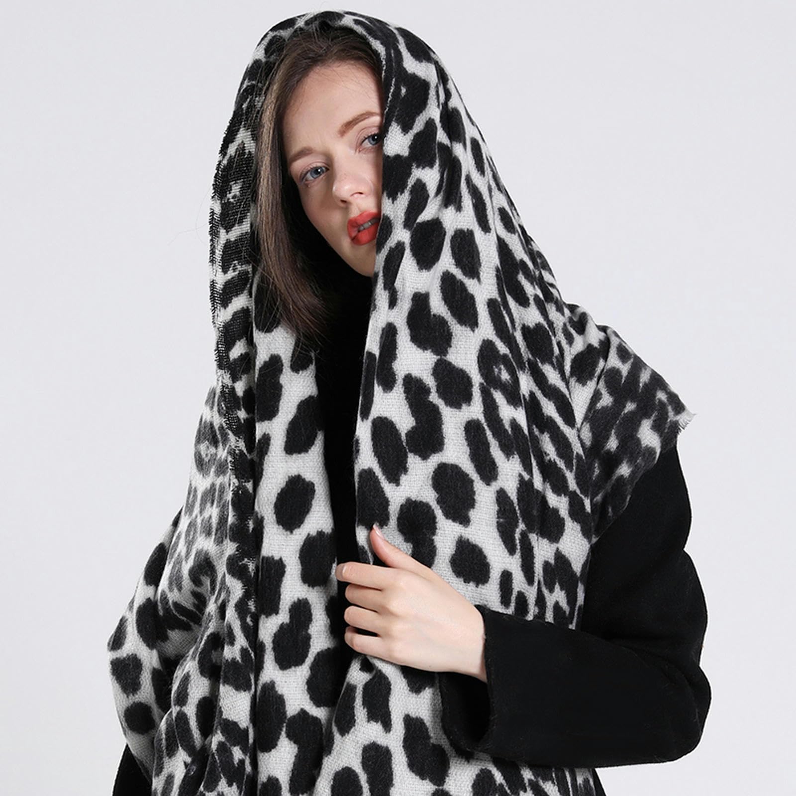 Bufanda para mujer Bufanda con estampado de leopardo de invierno para mujer, material de cachemira suave, chal y bufanda de moda (Y A)