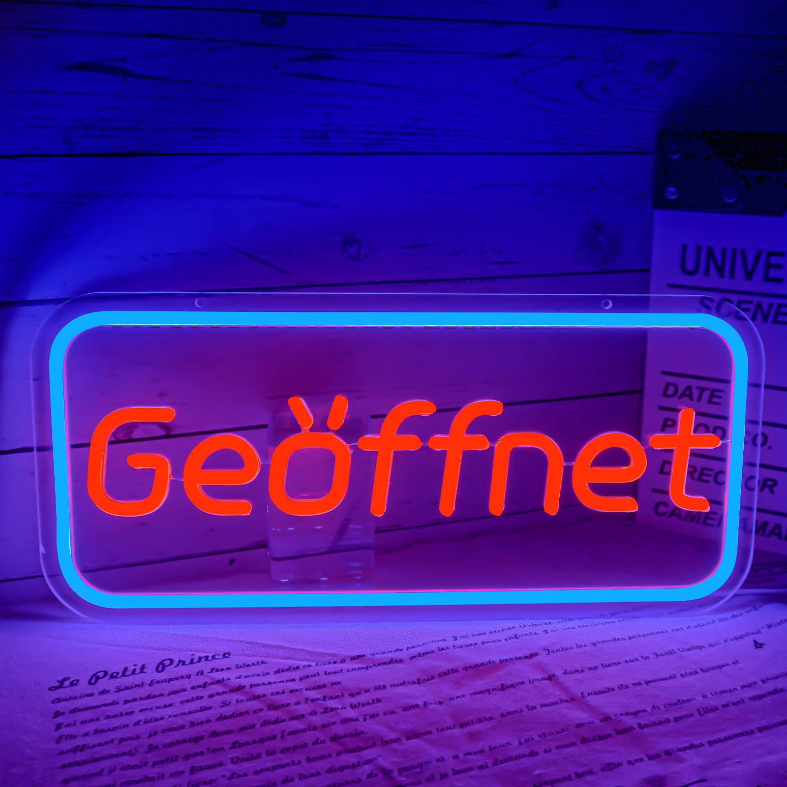 Flixyticy Geöffnet Neon Schild für Wanddekoration, Open LED Neonlicht Hängeschild USB-Betrieb mit dimmbarem Schalter für Modegeschäft,Buchhandlung,Cafeteria,Supermarkt (Geöffnet(Blau und Rot))