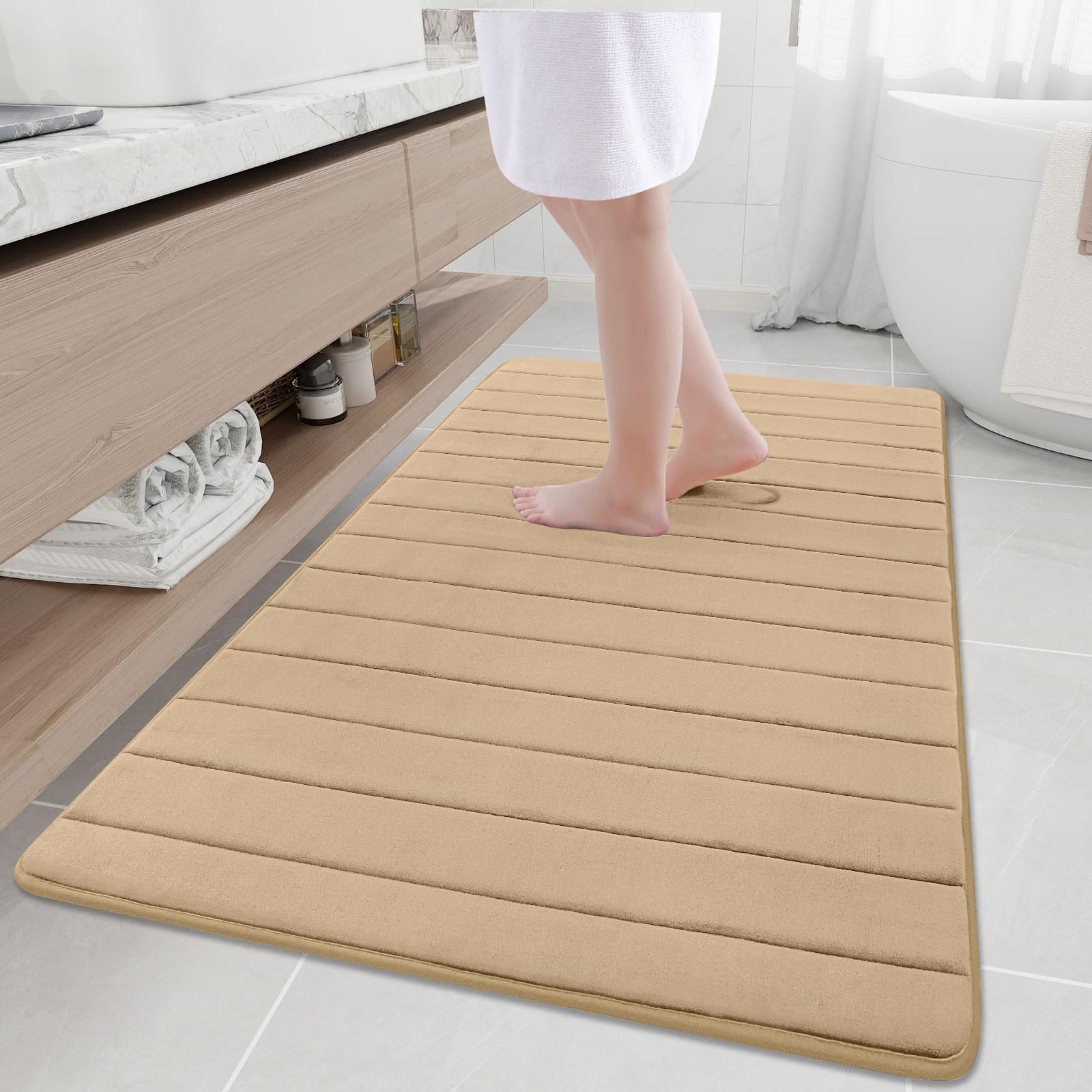 Buganda Memory Foam Bath Mat, 59" x 34", Ultra Soft and Non-Slip Bathroom Rugs, Water Absorbent and Machine Washable Bath Rug Runner for Bathroom,
