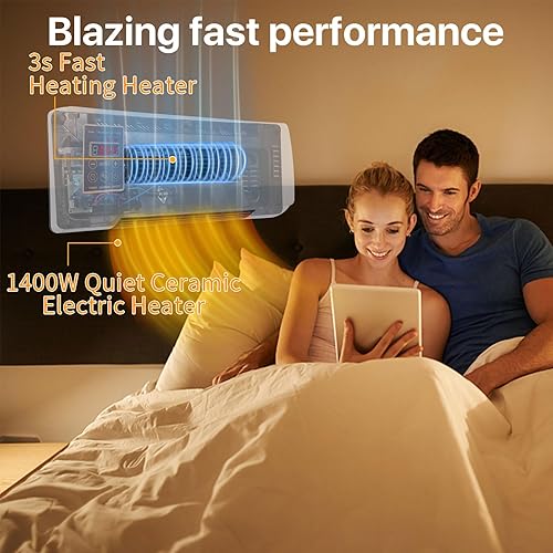 Miniatura 4 de Calentador de espacio de pared calentadores eléctricos para uso en interiores habitación grande 1400w calentamiento rápido 6H Calentador