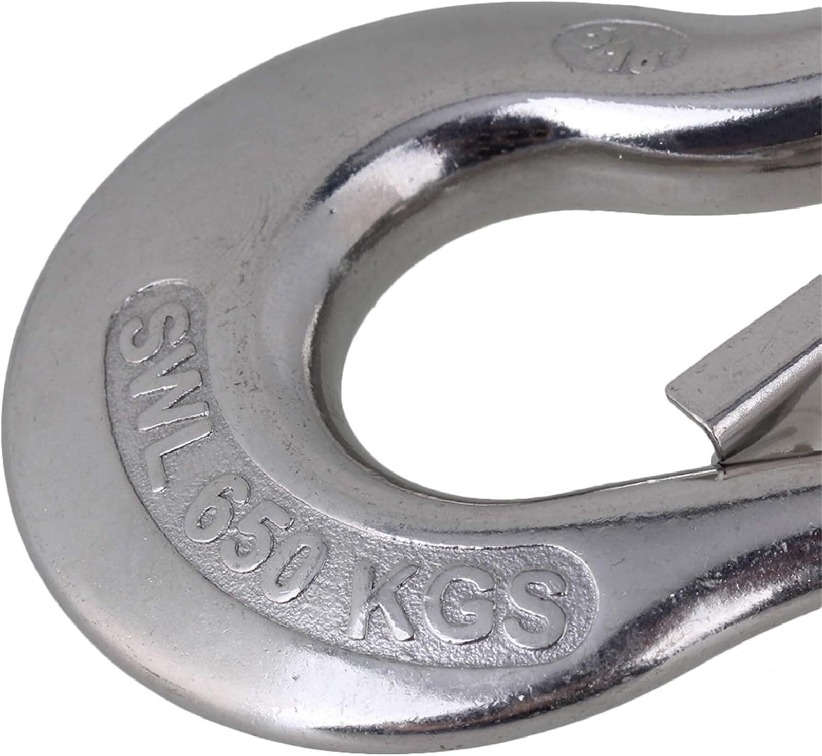 Compatible Gancho Acero INOX 304 con pestillo de Seguridad | Adecuado for operaciones de elevación, cabrestante y conexión de cadenas.(1.5T)