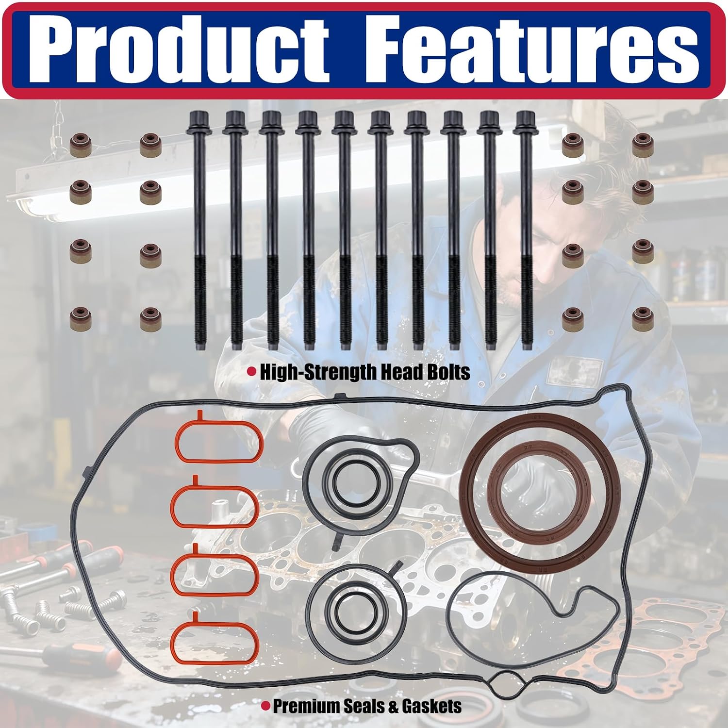 MLS Cylinder Head Gasket Set with Head Bolts Compatible with Honda 1.5L Turbo – Fit for Civic 2016-2021, CR-V 2017-2020, Accord 2018-2022, Replace HS55383