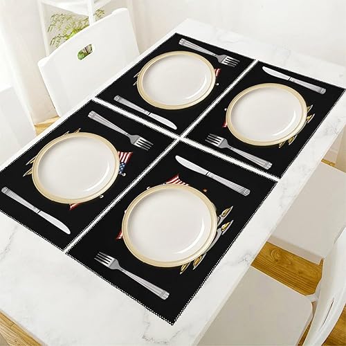 Miniatura 5 de Beer American Flag Placemats Set of 6 Resistant Table Mats Washable Place Mats for Dinner Party Table Decoration
