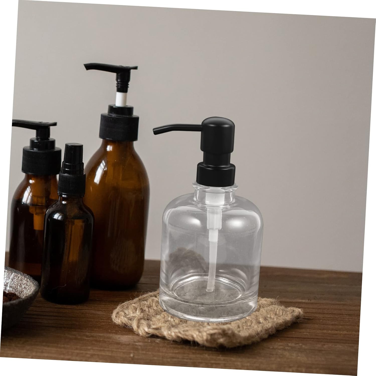 2pcs Glass Pump Dispenser Bottles for Soap Lotion and Shampoo Versatile Multi-Function Containers Easy-Press Design for Home and Travel Use